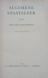 Image of Algemeene Staatsleer: Vijfde Herziene Druk