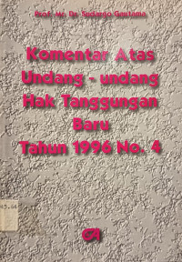 Image of Komentar Atas Undang-Undang Hak Tanggungan Tahun 1996 No. 4