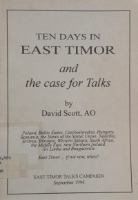 Image of Ten Days in East Timor and The Case for Talks