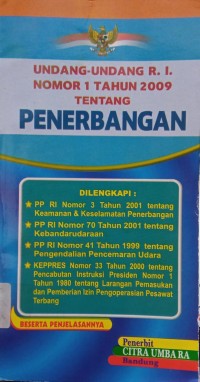 Image of Undang-Undang RI Nomor 1 Tahun 2009 Tentang Penerbangan